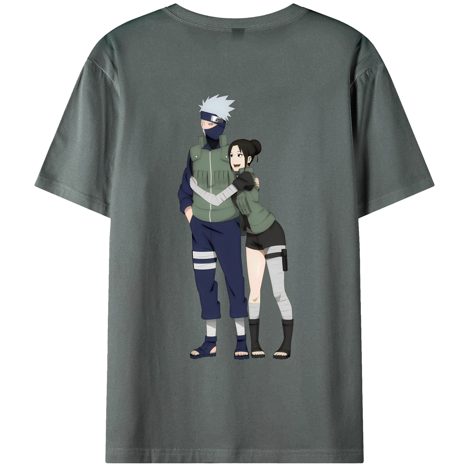 （画像用） NARUTO -ナルト- はたけ カカシ Hatake Kakashi 綿100％ メンズ半袖Tシャツ（バックプリント） 通気性